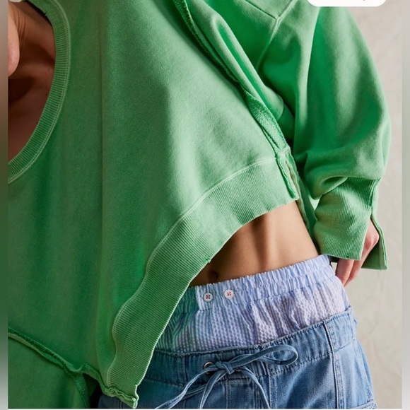 Free People We The Free Cropped Camden Sweatshirt in Meadow Size XL NEW $78.00 - Picture 4 of 16